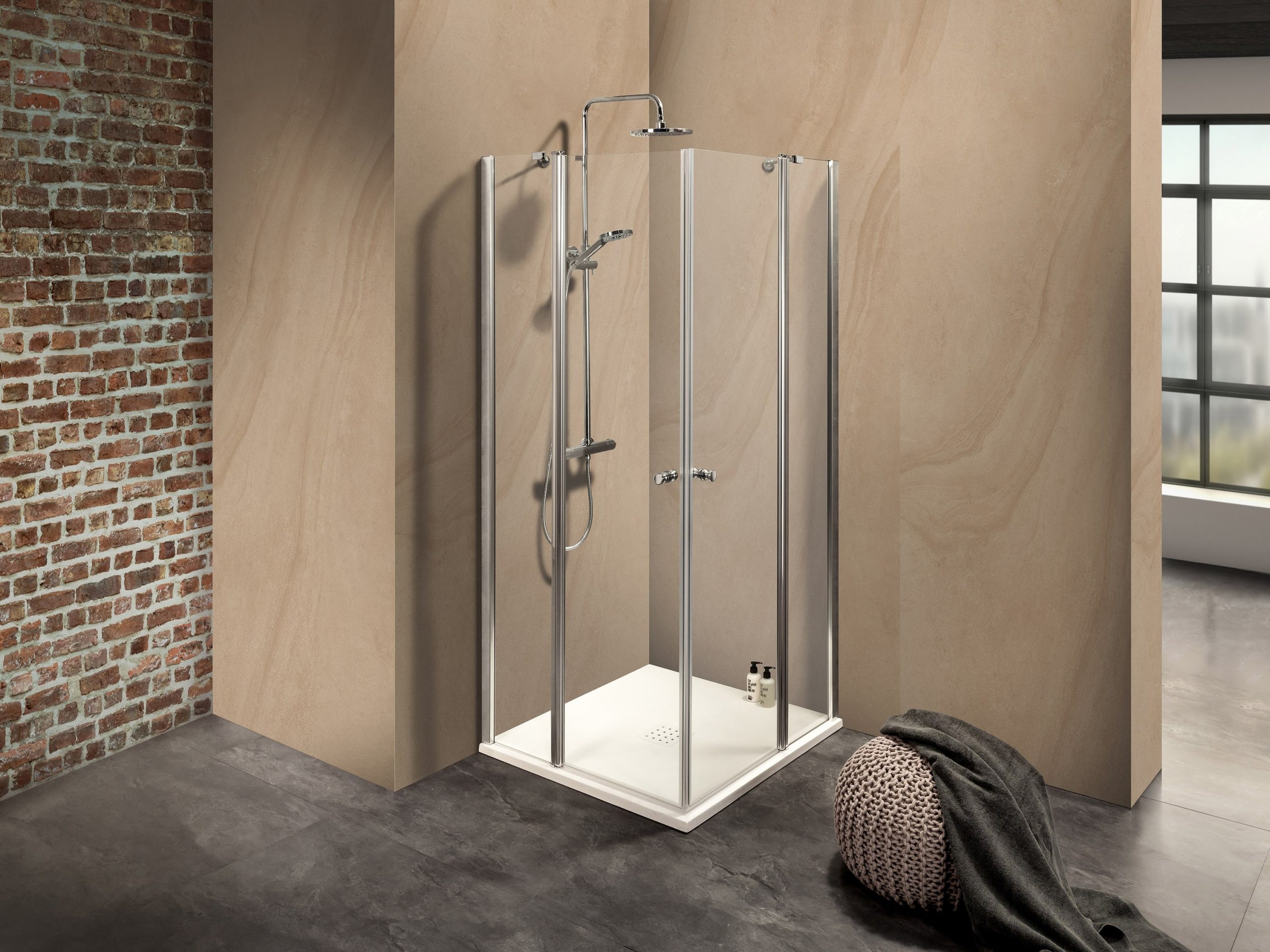 Duschkabine/ Duschabtrennung Dusbad Vital 2 zweiteilige Pendeltür an Festteil / Eckdusche  links 950mm rechts 1175mm