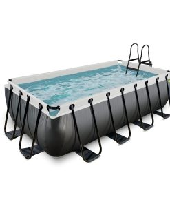 EXIT Black Leather Pool 400x200x100cm mit Filterpumpe - schwarz