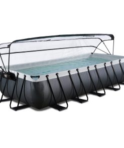 EXIT Black Leather Pool 540x250x100cm mit Sandfilterpumpe und Abdeckung - schwarz