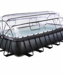 EXIT Frame Pool 540x250x122cm mit Sandfilterpumpe und Abdeckung und Wärmepumpe