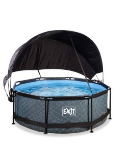 EXIT Frame Pool ø244x76cm mit Filterpumpe und Sonnensegel