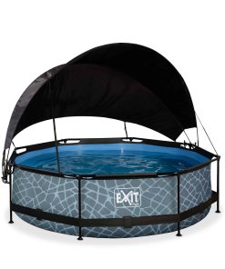EXIT Frame Pool ø300x76cm mit Filterpumpe und Sonnensegel
