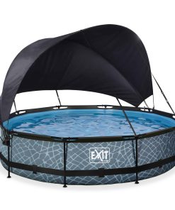 EXIT Frame Pool ø360x76cm mit Filterpumpe und Sonnensegel