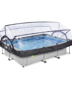 EXIT Soft Grey Pool 300x200x65cm mit Filterpumpe und Abdeckung - grau