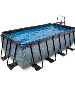 EXIT Stone Aufstellpool 400x200x122cm mit Sandfilterpumpe - grau