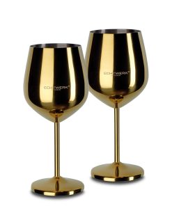 Echtwerk Weingläser Set 2tlg aus Edelstahl - gold