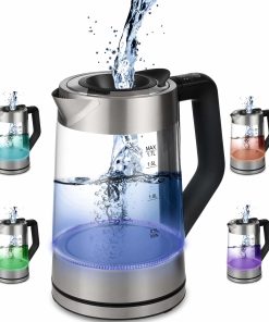 Ecosa Glas Wasserkocher Temperatureinstellung Easy Fill LED 1.7L