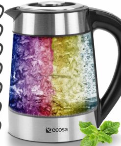 Ecosa Glas Wasserkocher m. Temperatureinstellung LED Beleuchtung 1.7L