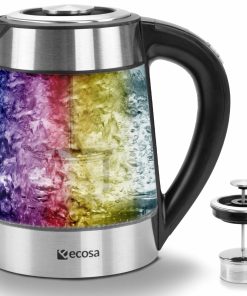 Ecosa Glas Wasserkocher m. Temperatureinstellung Teefilter LED 1.7L