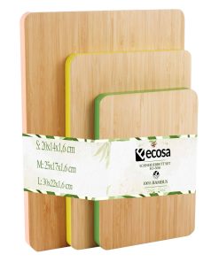 Ecosa Schneidebrett 3er Set aus nachhaltigem Bambus Farblich gekennzeichnet