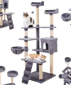 Ecosa XXL Katzenbaum Kratzbaum groß 170cm Kletterturm mit mehreren Plattformen