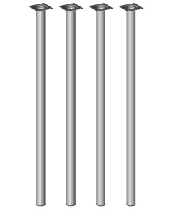 Element System Möbelfüße 4er-Set BURGUND Tischbeine Tischgestell Ø30 edelstahloptik/silber