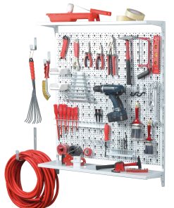 Element System Werkzeugwand mit Abstellregal 72tlg. weiß Lochwand Werkstattordnung