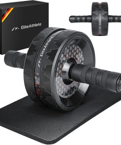 EliteAthlete® Bauchroller Bauchmuskeltrainer - AB Roller - Bauchtrainer für Zuhause - Bauch Weg - Abdominal Trainer - AB Wheel inkl. gepolsterter Kniematte - Rot