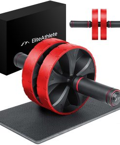 EliteAthlete® Bauchroller Bauchmuskeltrainer - Bauchtrainer für Zuhause - Bauch Weg Abdominal Trainer - AB Wheel Roller inkl. gepolsterter Kniematte - Rot