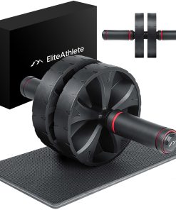 EliteAthlete® Bauchroller Bauchmuskeltrainer - Bauchtrainer für Zuhause - Bauch Weg Abdominal Trainer - AB Wheel Roller inkl. gepolsterter Kniematte - Schwarz