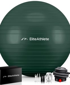 EliteAthlete® Gymnastikball Sitzball Büro ergonomisch mit Anti Burst System - Fitness Yoga Pilates Schwangerschaft - Schwangerschaftsball Fitnessball Yogaball - Yoga Ball inkl. Luftpumpe - Forest 75cm