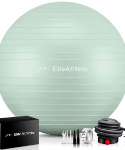EliteAthlete® Gymnastikball Sitzball Büro ergonomisch mit Anti Burst System - Fitness Yoga Pilates Schwangerschaft - Schwangerschaftsball Fitnessball Yogaball - Yoga Ball inkl. Luftpumpe - Mint 55cm