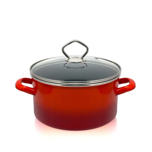 Emaille Fleischtopf Rom mit Chromrand