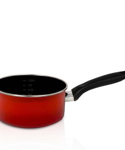 Emaille Stieltopf rom mit Chromrand