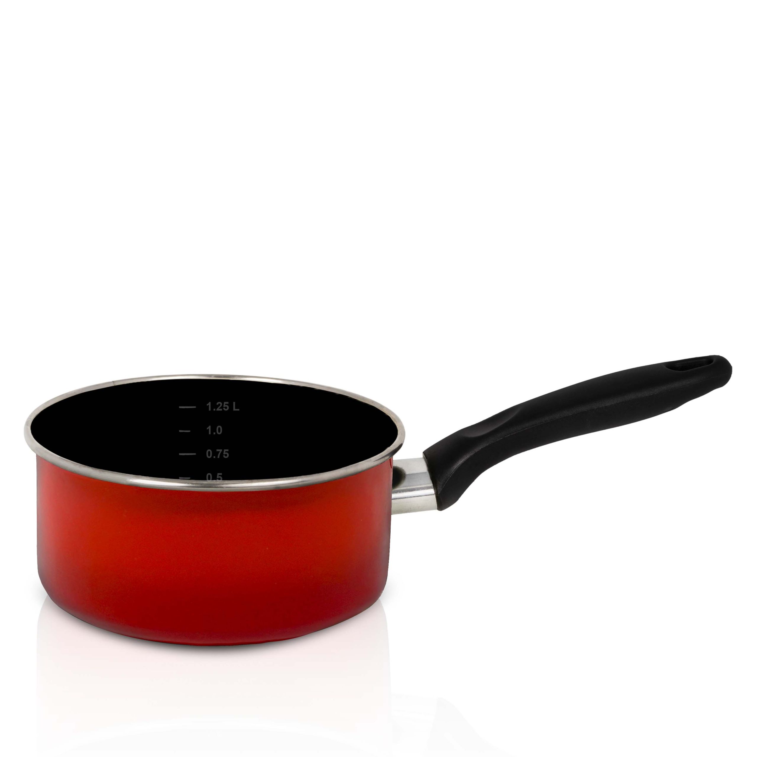 Emaille Stieltopf rom mit Chromrand