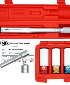 FAMEX 10886-3N Drehmomentschlüssel Set 1/2" mit Einsätzen - 30-210 Nm