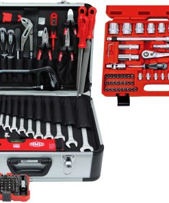 FAMEX 729-17 Werkzeugkoffer gefüllt mit Werkzeug und Steckschlüsselsatz