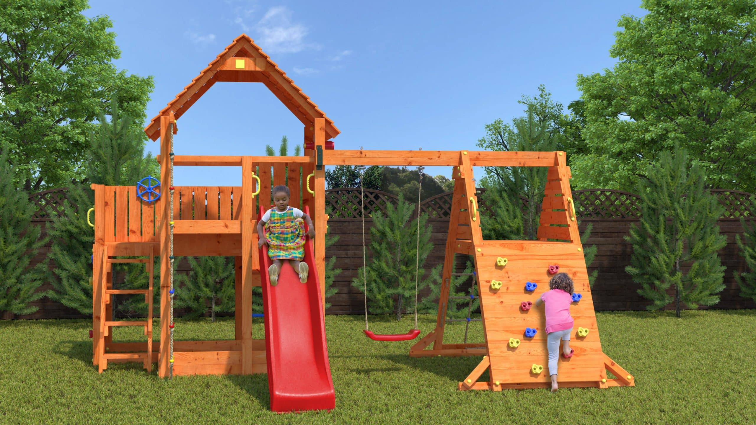 FUNGOO Spielturm Klettergerüst BIG LEADER SPIDER RED