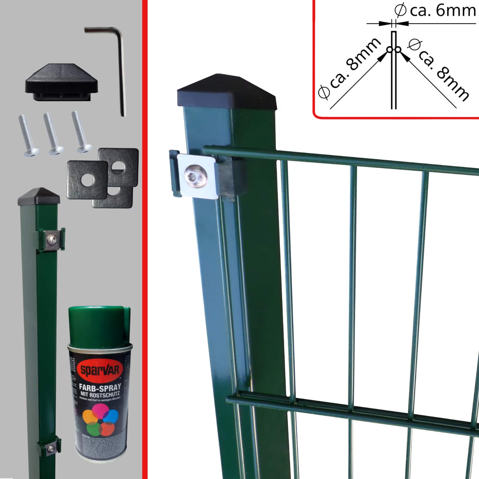 Fa-Bausysteme Doppelstabzaun Moosgrün  8-6-8 Plättchen 2030 mm 5 m