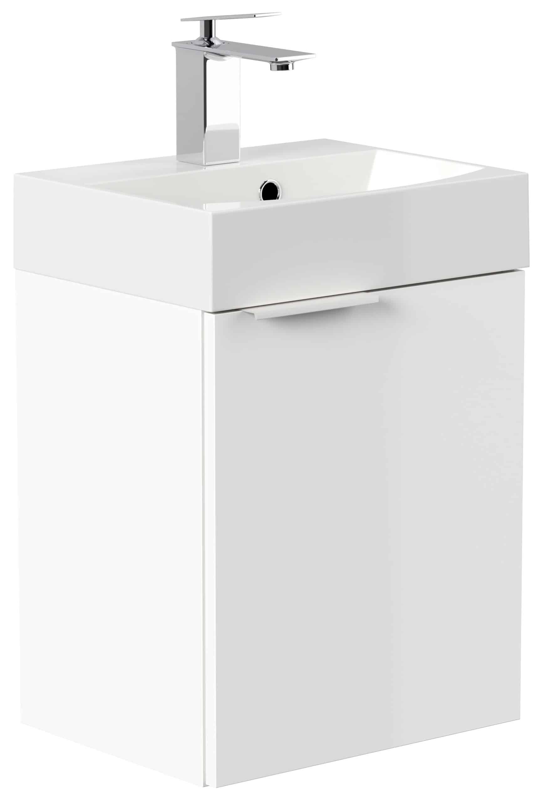 Gäste WC Badmöbel Cubi Slimline 40cm SoftClose weiß hochglanz