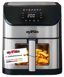 Grafner Doppel-Heißluftfritteuse 8 Liter Edelstahl digital 1800 Watt