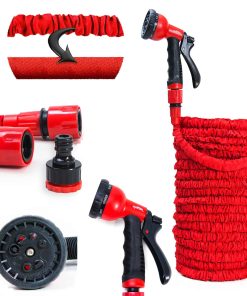 Grafner® 1/2" Flexibler Gartenschlauch 30 Meter rot inkl. 10 Funktionen Brause