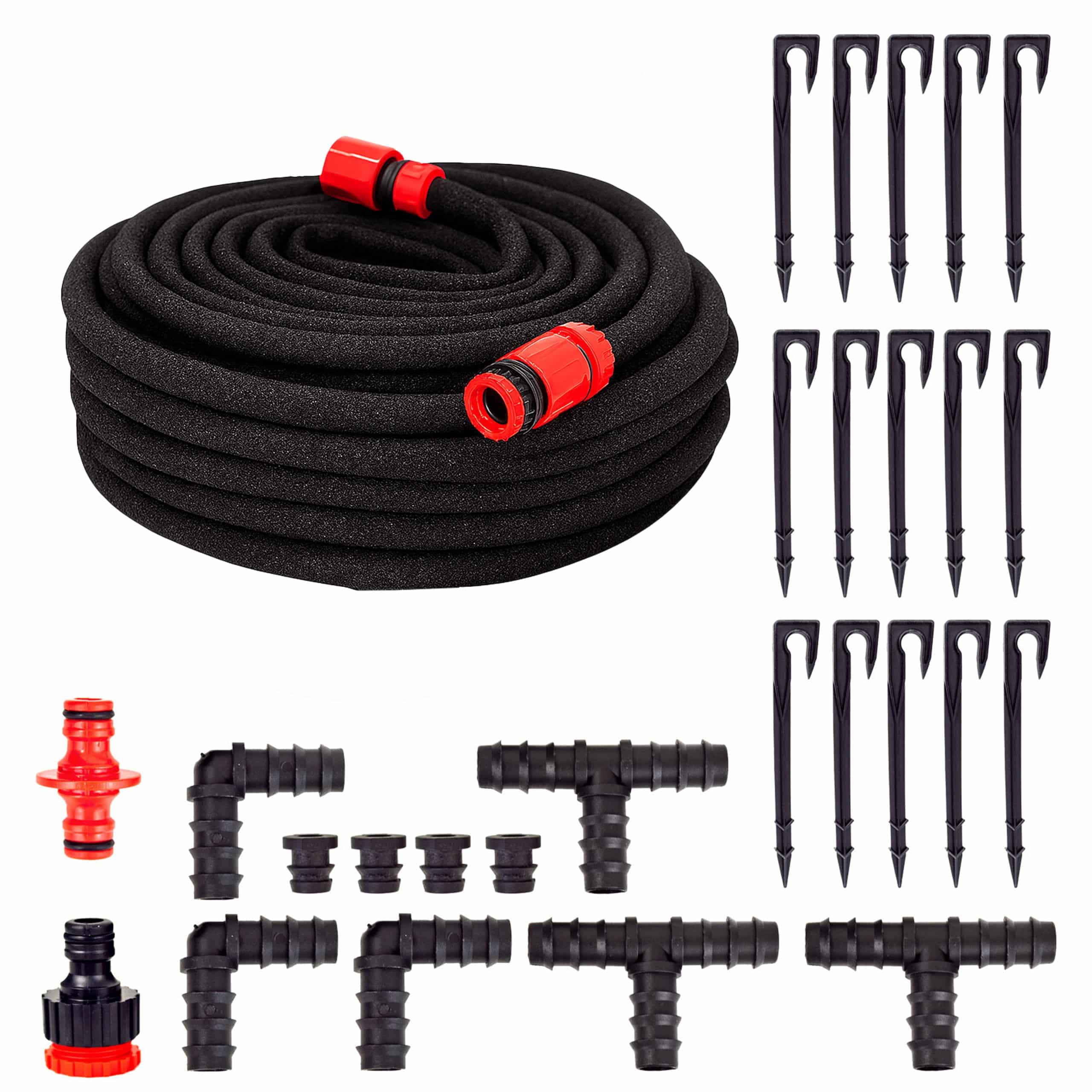 Grafner® 30m Bewässerungsschlauch mit Perlfunktion im Set Perlregner Perlschlauch Tropfschlauch