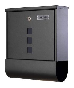 Grafner® Briefkasten mit Zeitungsrolle schwarz 3 Sichtfenster + Namensschild
