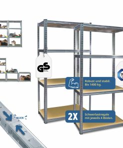 Grafner® Doppel Schwerlastregal 160x40x160cm Werkstattregal 1400kg Traglast Steckregal Lagerregal Ke