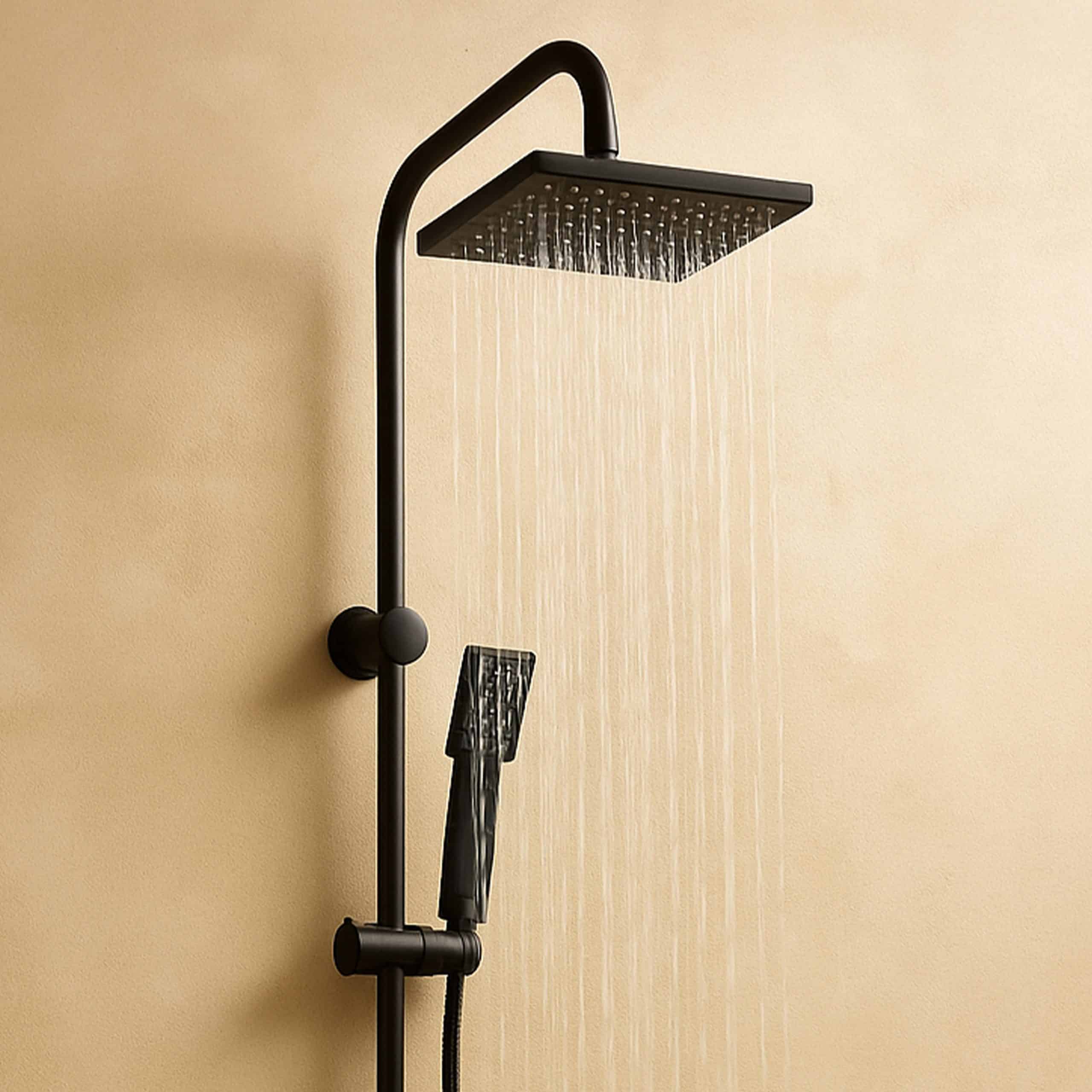 Grafner® Duschgarnitur mit Regenschauerduschkopf und Handbrause Duschsäule Schwarz