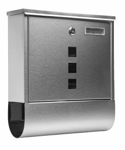 Grafner® Edelstahl Briefkasten mit Zeitungsrolle und 3 Sichtfenstern + Namensschild Postkasten
