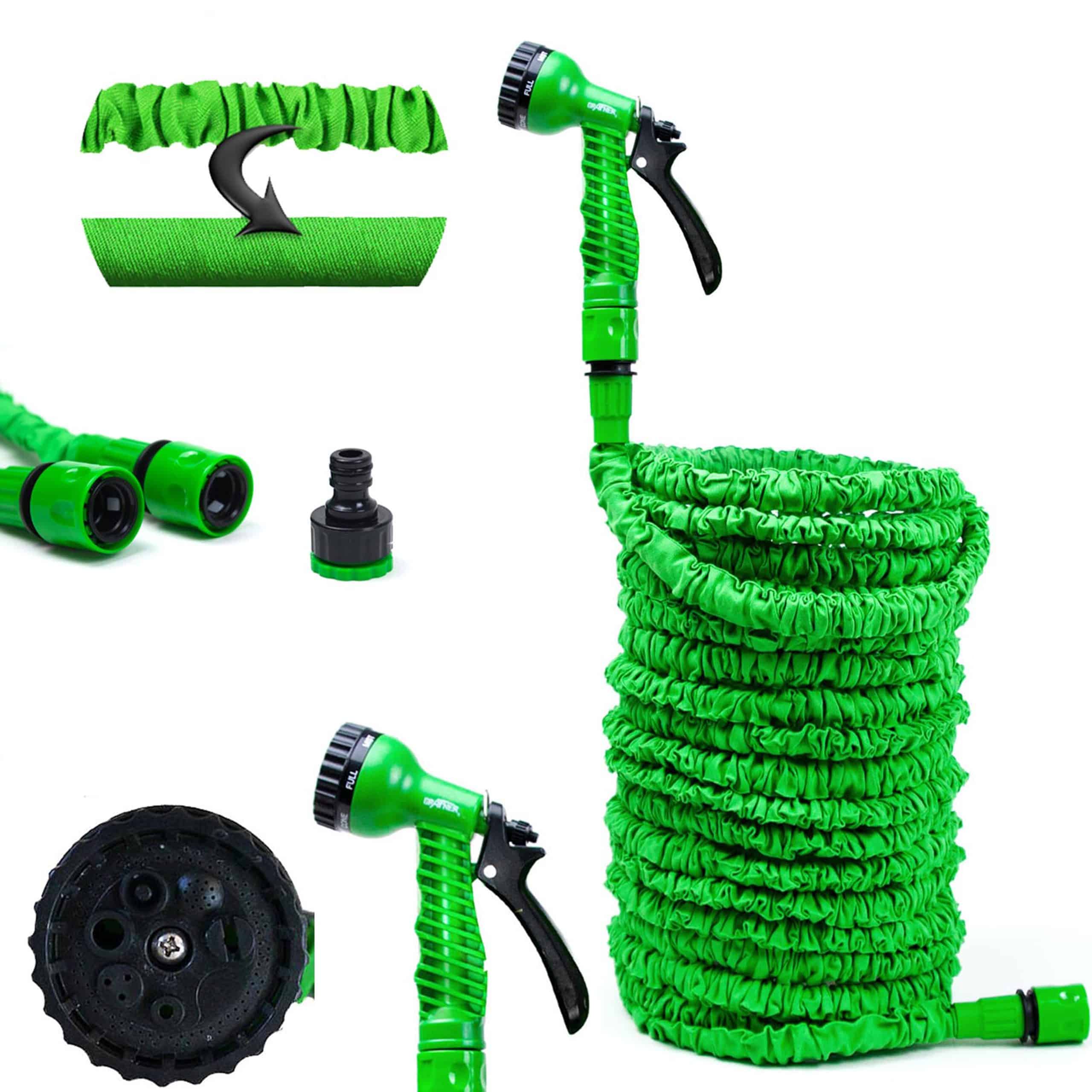 Grafner® Flexibler 1/2" Gartenschlauch 30 m inkl. 7 Funktionen Brause Flexischlauch