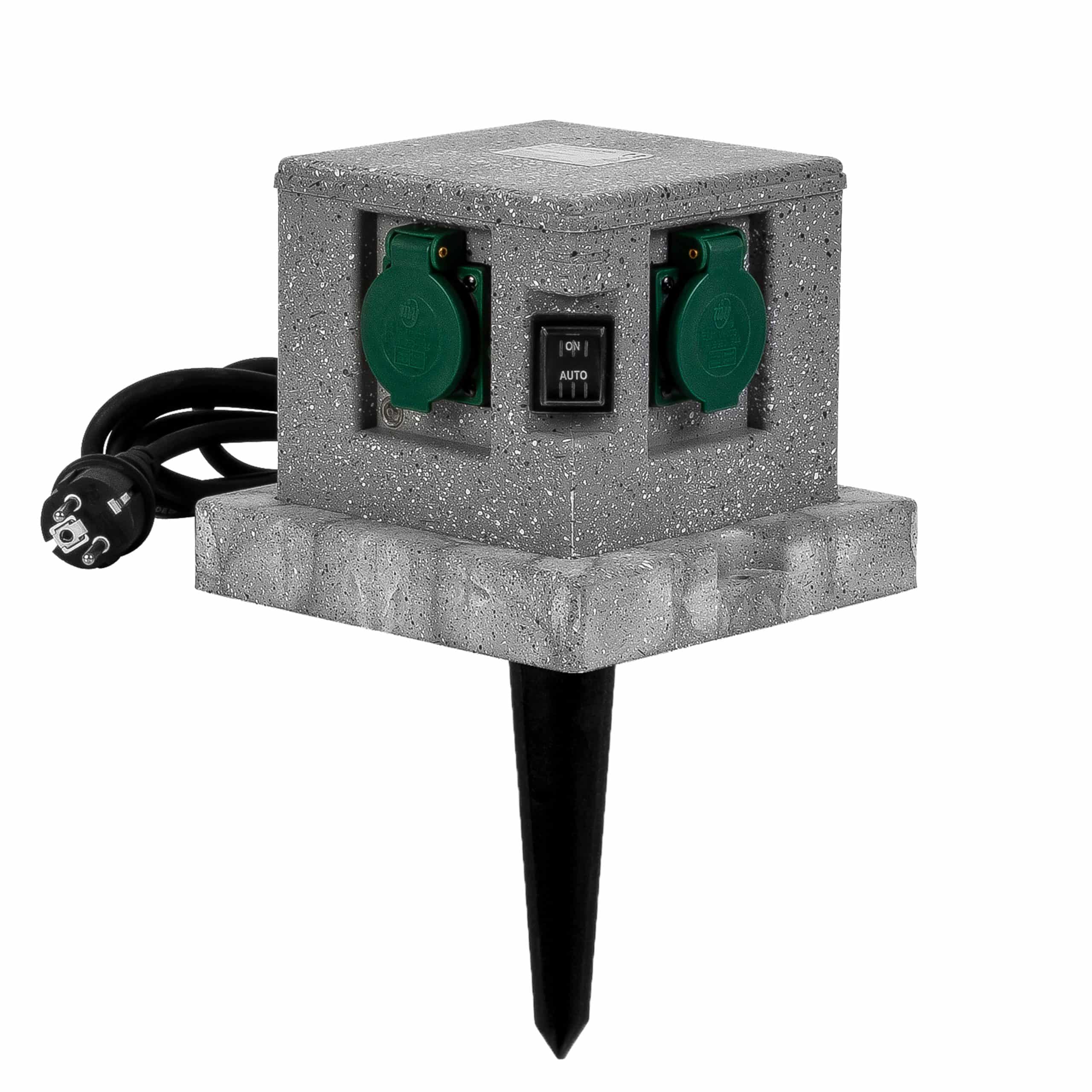 Grafner® Gartensteckdose Außensteckdose Steinoptik Quadratisch AS10785