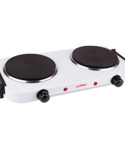 Grafner® Kochplatte doppelt 2000 Watt mit klappbaren Griffen Weiß KP10879