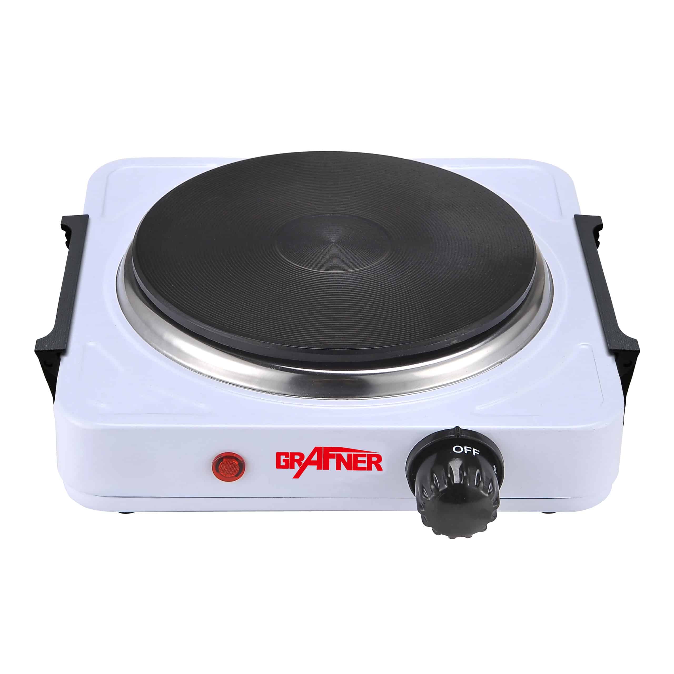 Grafner® Kochplatte einzel 1000 Watt mit klappbaren Griffen Weiß KP10877