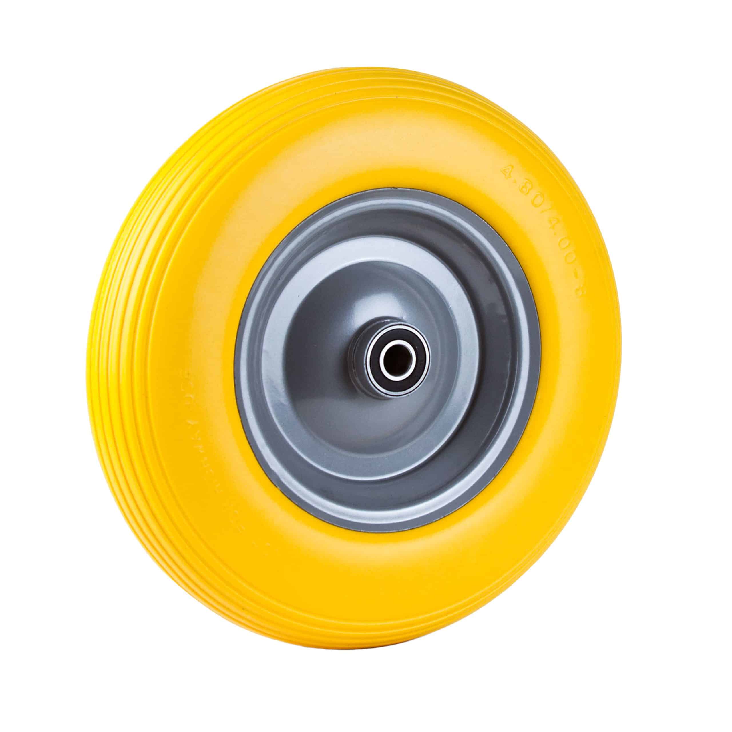 Grafner® Schubkarrenrad 4.00-8 PU Vollgummibereifung FlatFree Metallfelge mit Achse Schubkarrenreife