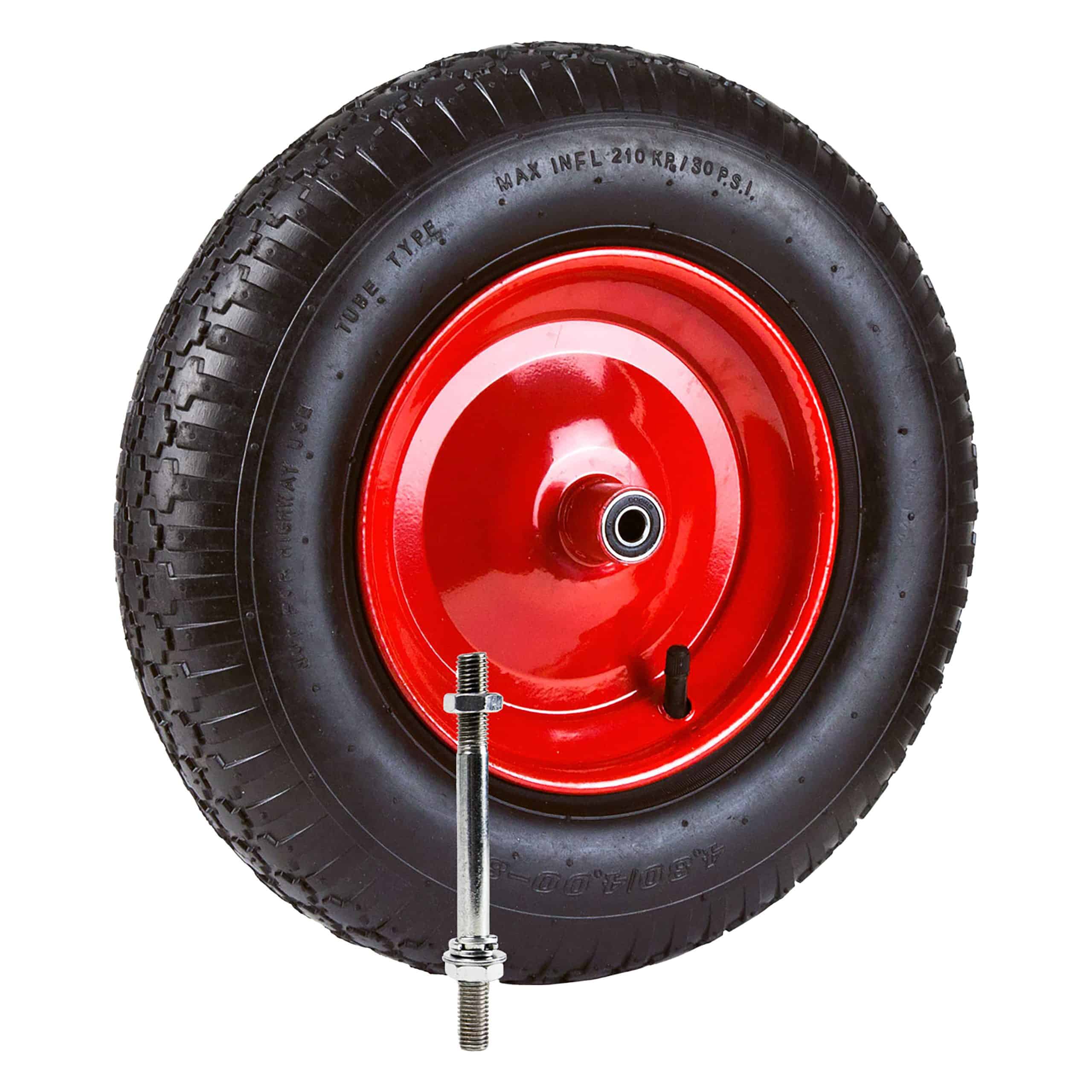 Grafner® Schubkarrenrad 4.80/4.00-8 PU Luftbereifung Metallfelge mit Achse Schubkarrenreifen