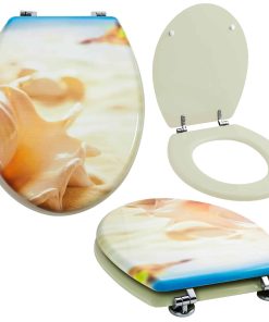 Grafner® WC Sitz mit Absenkautomatik Motiv Muschel Toilettendeckel