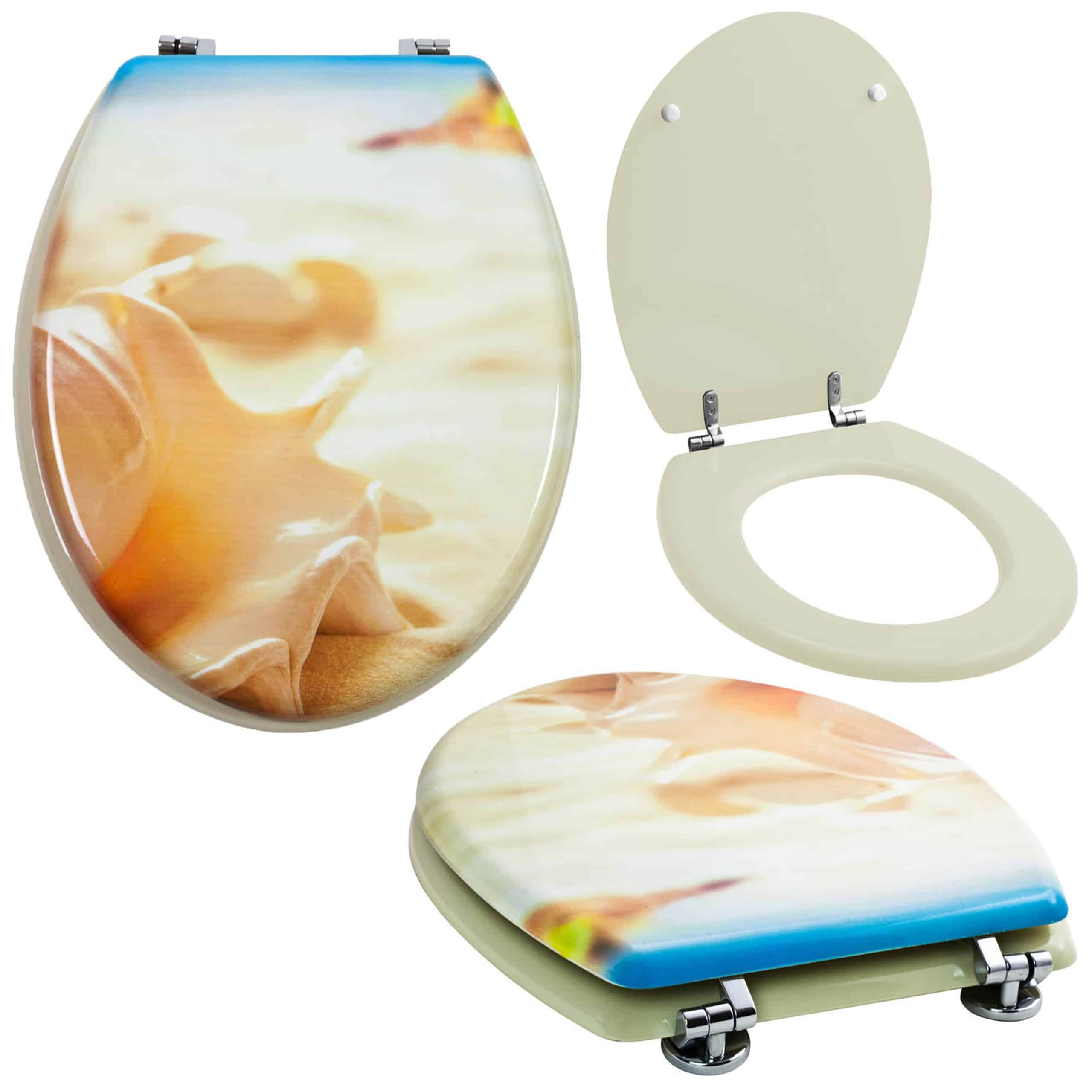 Grafner® WC Sitz mit Absenkautomatik Motiv Muschel Toilettendeckel