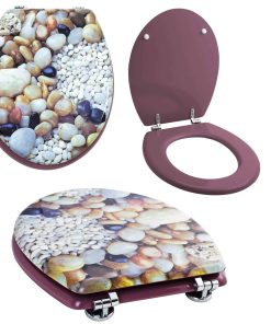 Grafner® WC Sitz mit Absenkautomatik Motiv Steine Toilettendeckel