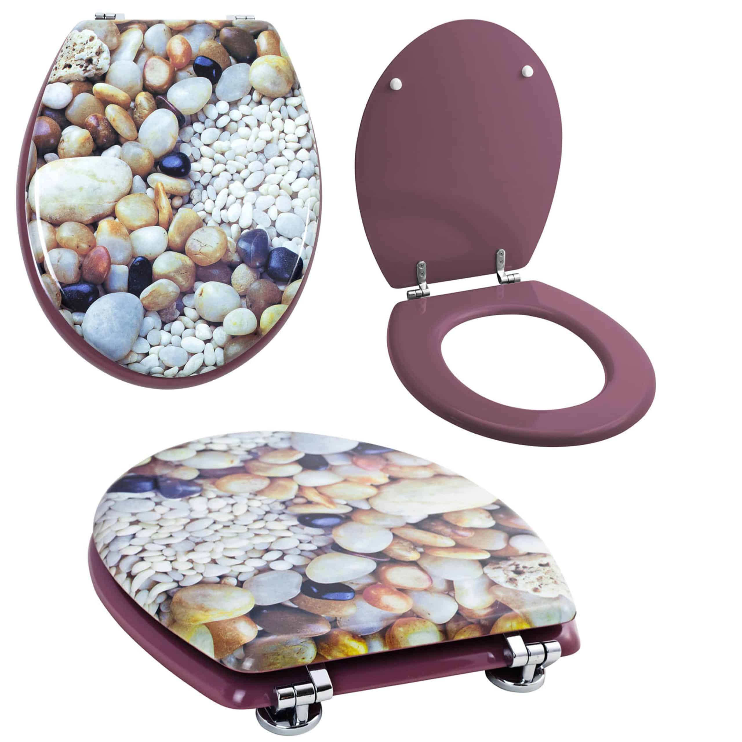 Grafner® WC Sitz mit Absenkautomatik Motiv Steine Toilettendeckel