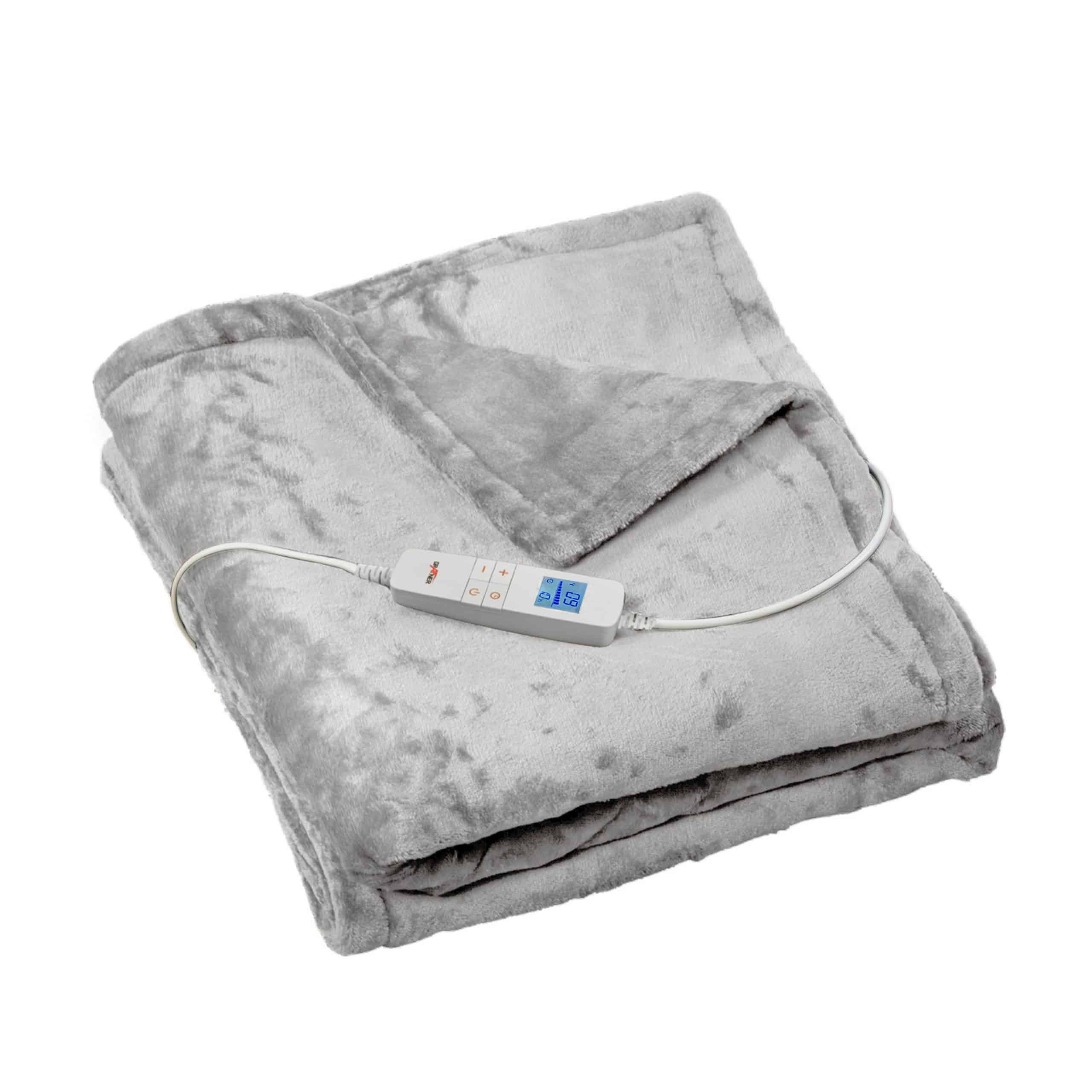 Grafner® Wärmedecke Heizdecke Flannel Fleece 180 x 130 cm Hellgrau WD10964