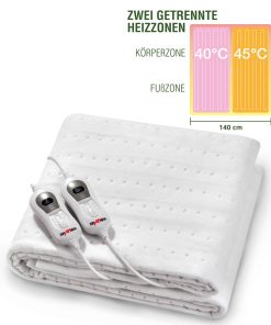 Grafner® Wärmeunterbett Polyester 160 x 140 cm mit 2 Heizzonen elektro Heizdecke Wärmedecke