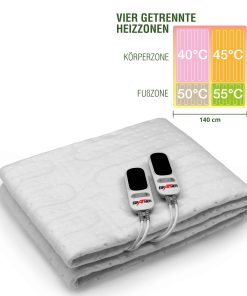 Grafner® Wärmeunterbett Polyester 190x140 cm 4 Heizzonen elektro Heizdecke Wärmedecke